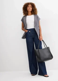 Wide-Leg-Jeans Mid Waist, Low Stretch