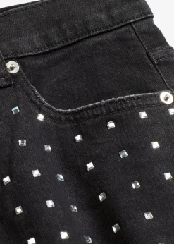 Wide-Leg-Jeans Mid Waist mit Strassapplikation