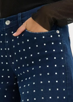 Wide-Leg-Jeans Mid Waist mit Strassapplikation