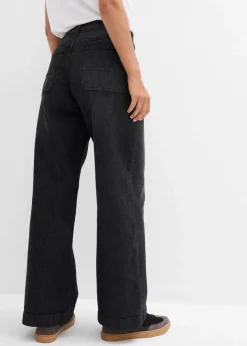 Wide-Leg-Jeans Mid Waist mit aufgesetzten Taschen