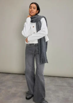 Wide-Leg-Jeans, Mid Waist, Stretch