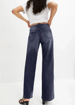 Wide-Leg-Jeans, Mid Waist, Stretch