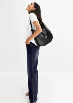 Wide-Leg-Jeans, Mid Waist, Stretch