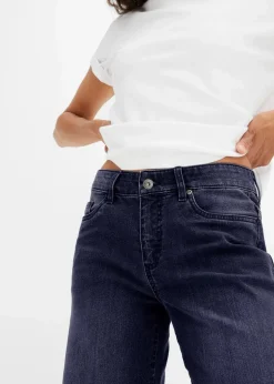 Wide-Leg-Jeans, Mid Waist, Stretch