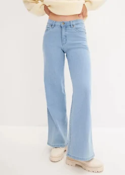 Wide-Leg-Jeans, Mid Waist, Stretch