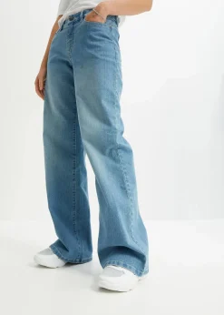 Wide-Leg-Jeans, Mid Waist, Stretch