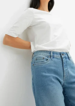 Wide-Leg-Jeans, Mid Waist, Stretch