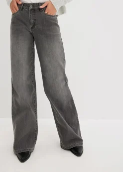 Wide-Leg-Jeans, Mid Waist, Stretch
