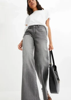 Wide-Leg-Jeans, Mid Waist, Stretch