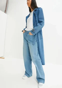 Wide-Leg-Jeans, Mid Waist, Stretch