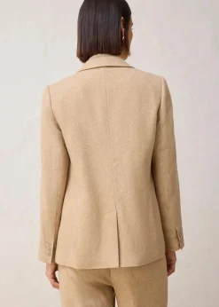 Wollblazer mit Fischgratmuster