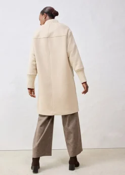 Wollmantel mit Strickbesatz