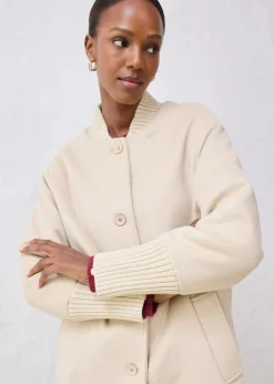 Wollmantel mit Strickbesatz