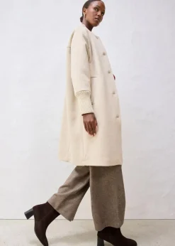 Wollmantel mit Strickbesatz