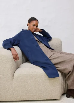 Wollmantel mit Strickbesatz