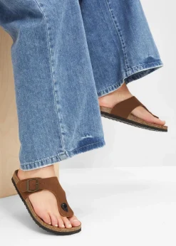 Zehenstegpantoletten mit dekorativer Schnalle