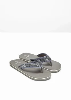 Zehenstegpantoletten mit Pailletten