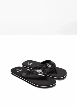 Zehenstegpantoletten mit Pailletten