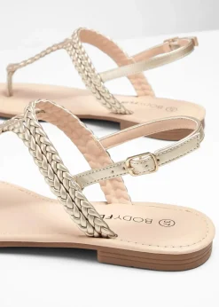 Zehenstegsandalen in Flecht-Optik