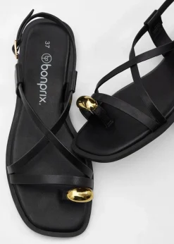 Zehenstegsandalen mit Metallic-Detail